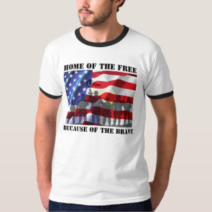 Patriotiska hem för de fria på grund av de modiga tröja