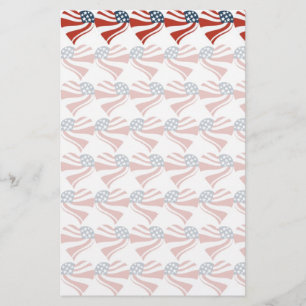 Patriotiska hjärtor 4th för flagga för brevpapper