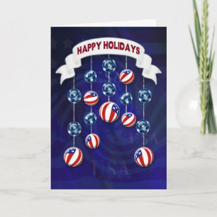 PATRIOTISKA HOLLIDAYS/CHRISTMAS HÄLSNING - BOLLAR HELGKORT
