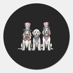 Patriotiska Hundar 4:e Juli Amerikansk Flagga Husd Runt Klistermärke
