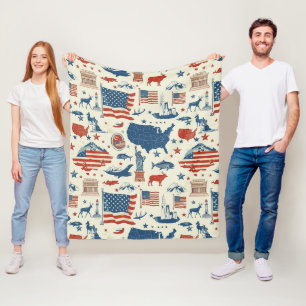 Patriotiska ikoner - Frihetsgudinnan, Flagga (3) Fleecefilt