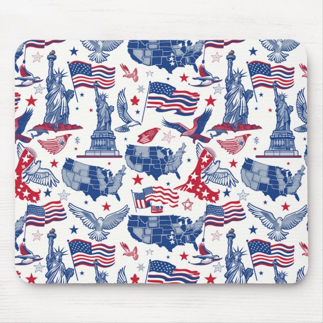 Patriotiska ikoner Mönster - Frihetsgudinnan, Flag Musmatta (Framsidan)