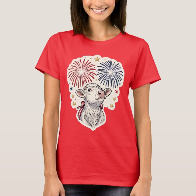 Patriotiska kalv-raketer & stjärnor  t shirt (Framsida)