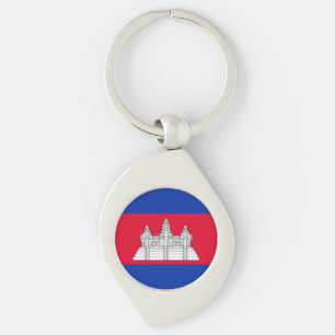 Patriotiska Kambodjaflaggan Swirl Silverfärgad Nyckelring