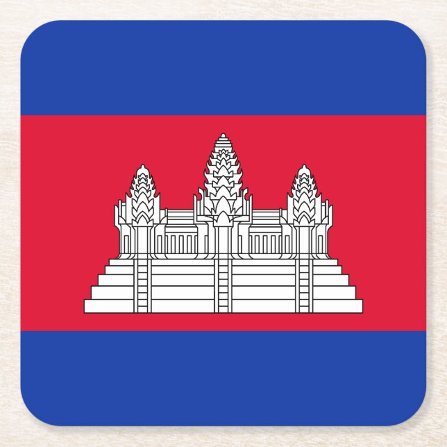Patriotiska Kambodjaflaggan Underlägg Papper Kvadrat (Framsidan)