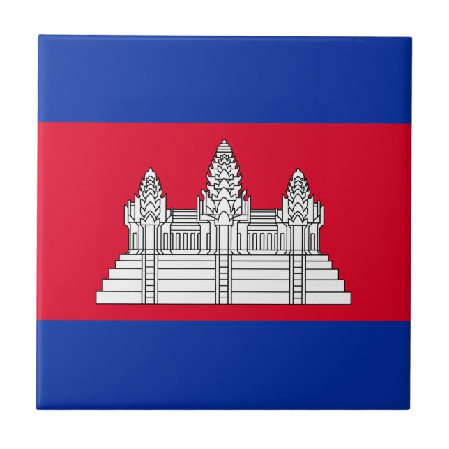Patriotiska Kambodjas flagga Kakelplatta (Framsidan)