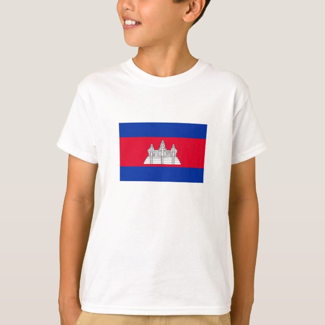 Patriotiska Kambodjas flagga T Shirt (Framsida)