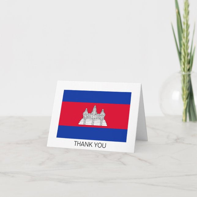 Patriotiska Kambodjas flagga Tack Kort (Framsida)