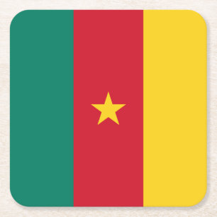 Patriotiska Kamerun Flagga Underlägg Papper Kvadrat