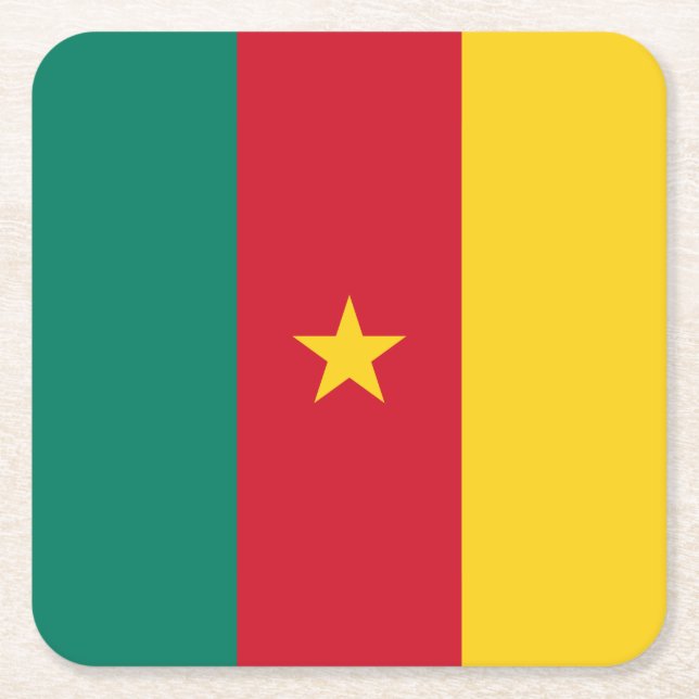 Patriotiska Kamerun Flagga Underlägg Papper Kvadrat (Framsidan)