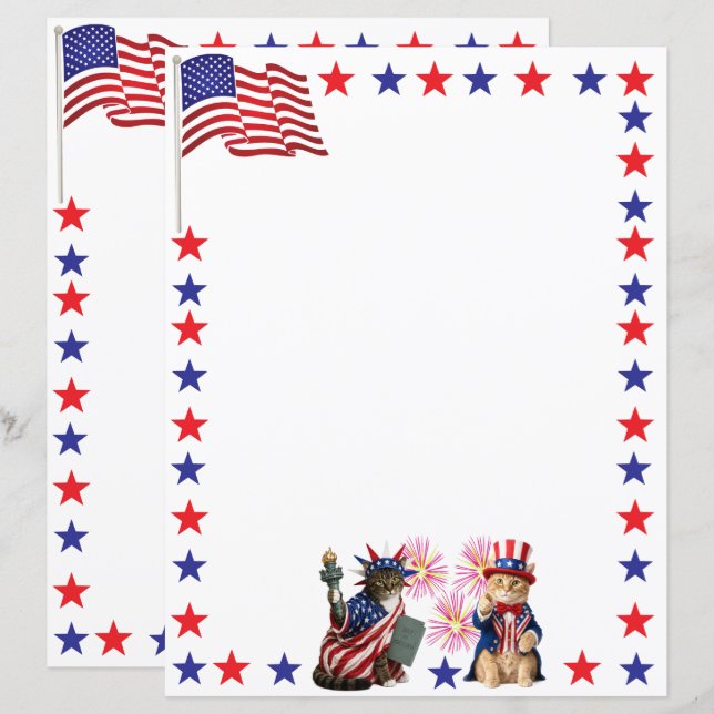 Patriotiska katter - Lady Liberty och Farbror Sam (Fram/baksida)
