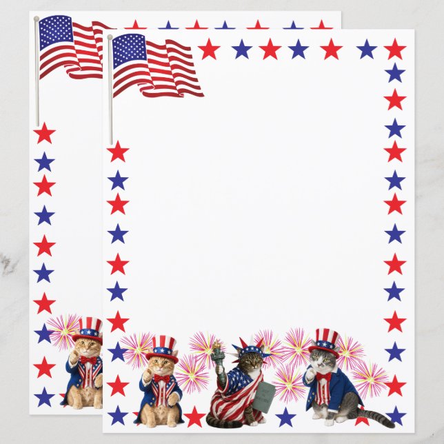 Patriotiska katter - Lady Liberty och Farbror Sam (Fram/baksida)