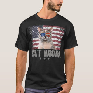 Patriotiska katter Mamma med solglasögon USA ameri T Shirt
