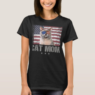Patriotiska katter Mamma med solglasögon USA ameri T Shirt