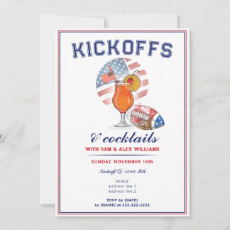 Patriotiska Kickoff & Cocktail Football Speldag Inbjudningar