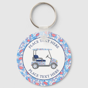 Patriotiska krabbor golfvagn i preppy-stil nyckelring