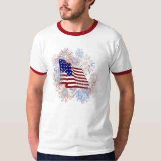 Patriotiska KRW-amerikanska flagganfyrverkerier T-shirt