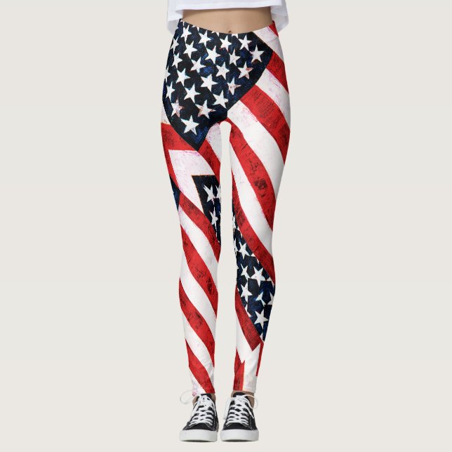 Patriotiska leggings röda vita och blå (Framsida)