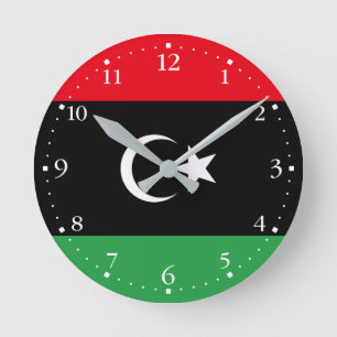 Patriotiska Libyska flaggan Rund Klocka