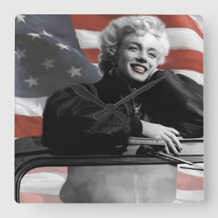 Patriotiska Marilyn Fyrkantig Klocka