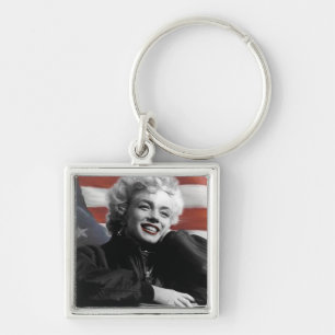 Patriotiska Marilyn Fyrkantig Silverfärgad Nyckelring