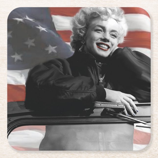 Patriotiska Marilyn Underlägg Papper Kvadrat (Framsidan)
