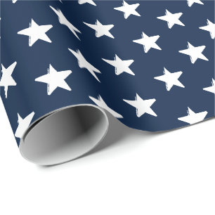 Patriotiska marinblå vita stjärnor mönster mode presentpapper