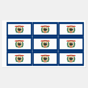 Patriotiska märken med flagga av Väster Virginia Klistermärke