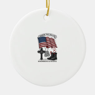 Patriotiska minneskors stövlar vallmo flagga skjor julgransprydnad keramik