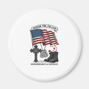 Patriotiska minneskors stövlar vallmo flagga skjor magnet