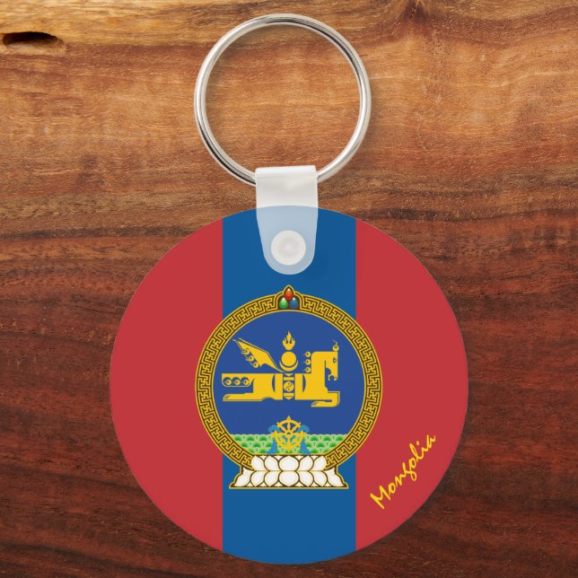 Patriotiska mongoliska Flagga och mongoliska resor Nyckelring (Framsida)