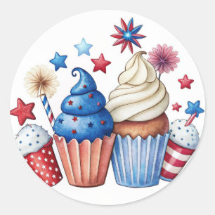 Patriotiska muffinsar runt klistermärke