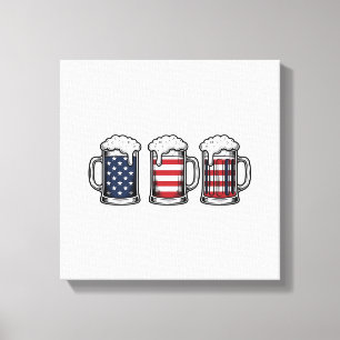 Patriotiska ölmuggar Vintage Vector T-shirt design Canvastryck