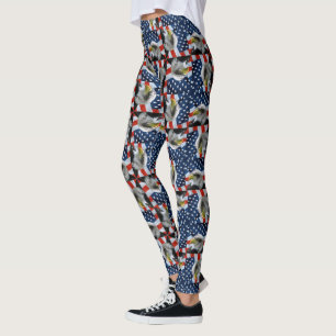 Patriotiska örn och amerikanska flaggan leggings