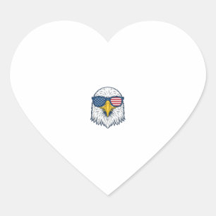 Patriotiska örn solglasögon Vintage Vector Design_ Hjärtformat Klistermärke