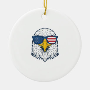 Patriotiska örn solglasögon Vintage Vector Design_ Julgransprydnad Keramik