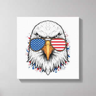 Patriotiska Örn Solglasögon Vintage Vector Tröja_1 Canvastryck