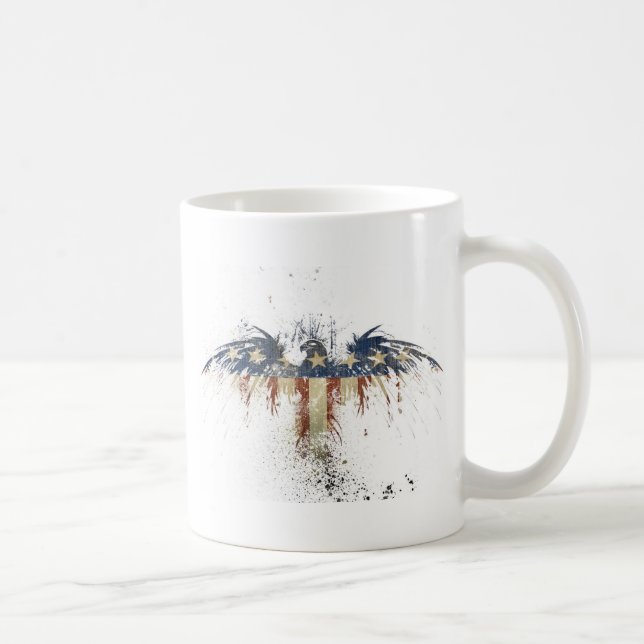 Patriotiska örn, USA, LEDSEN flagga Kaffemugg (Höger)