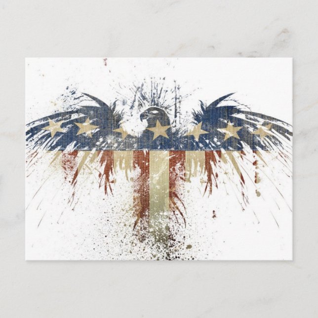 Patriotiska örn, USA, LEDSEN flagga Vykort (Framsida)