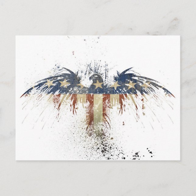 Patriotiska örn, USA, LEDSEN flagga Vykort (Framsida)