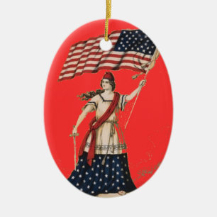 PATRIOTISKA ORNATIONER - AMERIKANA-ART - SPECIALAL JULGRANSPRYDNAD KERAMIK