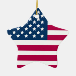 PATRIOTISKA ORNATIONER - AMERIKANSKA FLAGGA STARS JULGRANSPRYDNAD KERAMIK