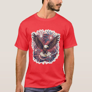 Patriotiska Örnfyrverkerier Exploderar T Shirt