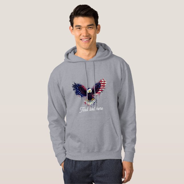 Patriotiska Örnmannen Hoodie (Hel framsida)