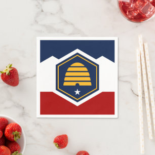 Patriotiska pappersservetter med Utahs flagga, USA