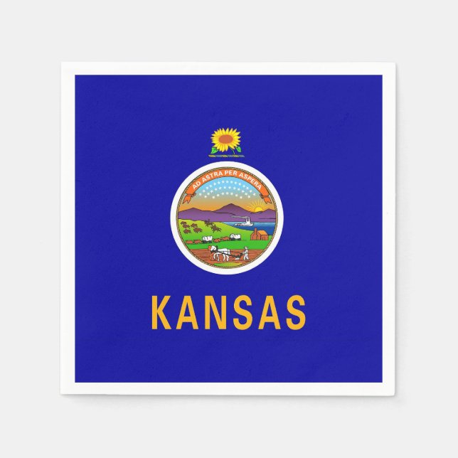 Patriotiska pappra blöjor med flagga av Kansas Pappersservett (Framsidan)