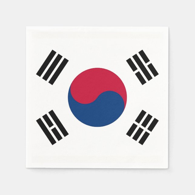 Patriotiska pappra blöjor med Sydkoreas flagga Pappersservett (Framsidan)