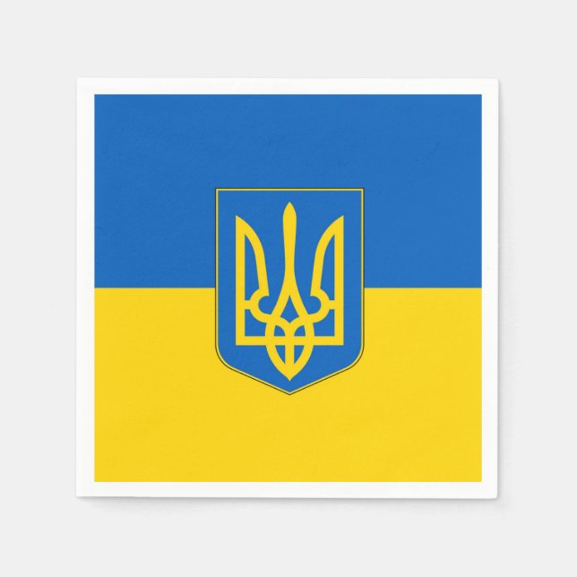 Patriotiska pappra blöjor med Ukraina-flagga Pappersservett (Framsidan)