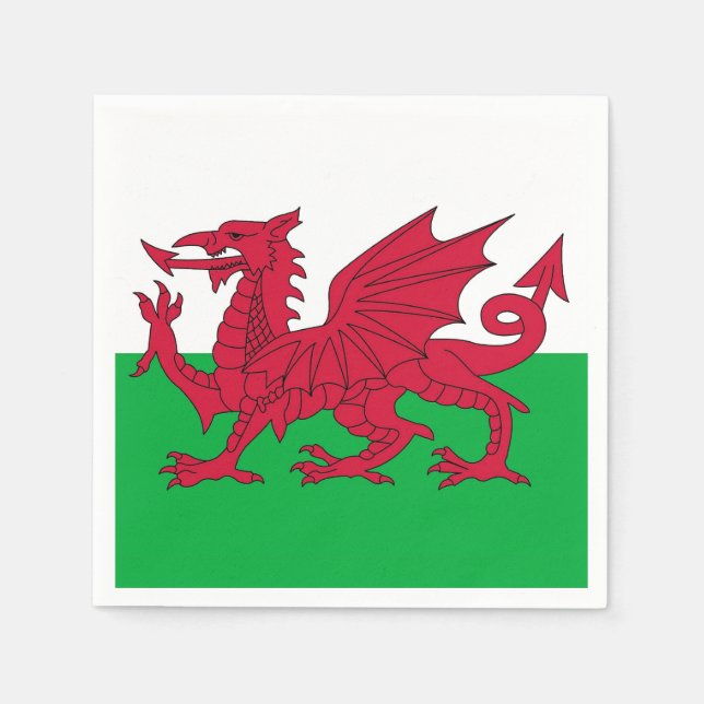 Patriotiska pappra blöjor med Wales flagga Pappersservett (Framsidan)