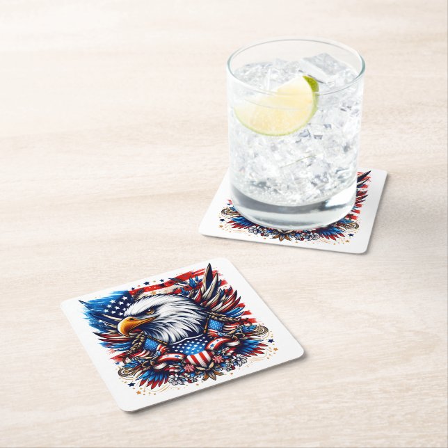 Patriotiska Pappra Underlägg Papper Kvadrat (Insitu)